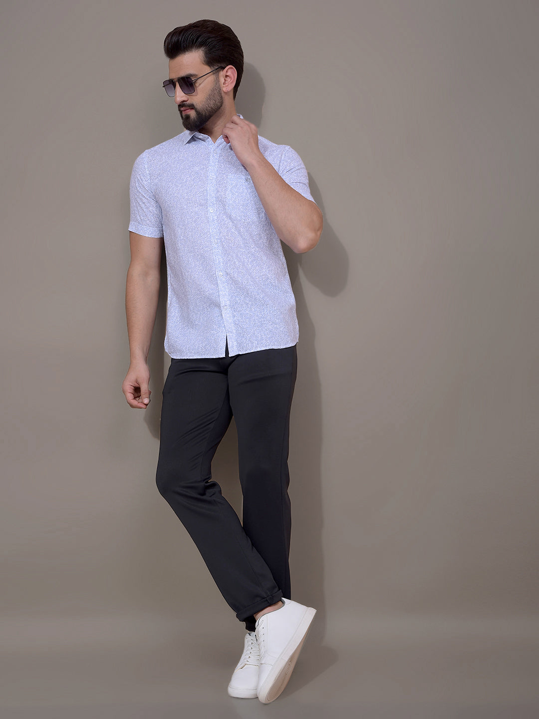 Blue Printed Shirt-Men Shirts-Crimsoune Club