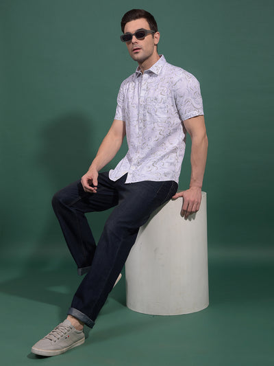 Green Printed Shirt-Men Shirts-Crimsoune Club