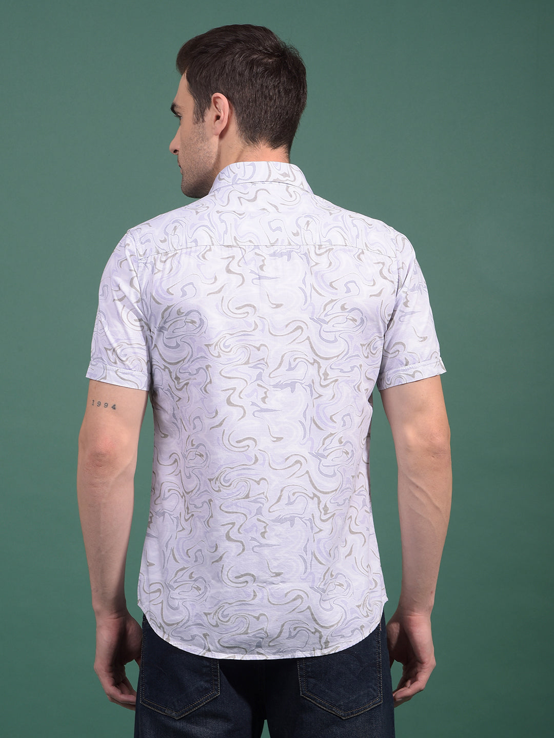Green Printed Shirt-Men Shirts-Crimsoune Club