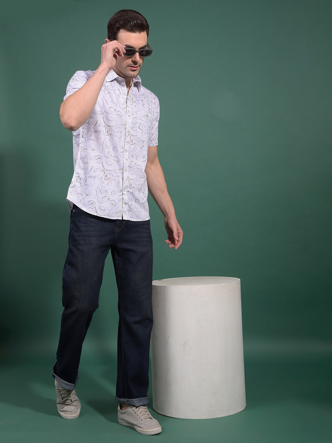 Green Printed Shirt-Men Shirts-Crimsoune Club
