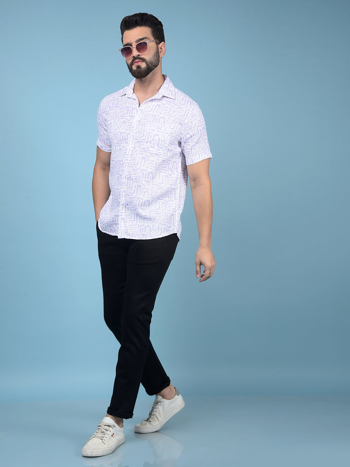 Purple Printed 100% Cotton Shirt-Men Shirts-Crimsoune Club