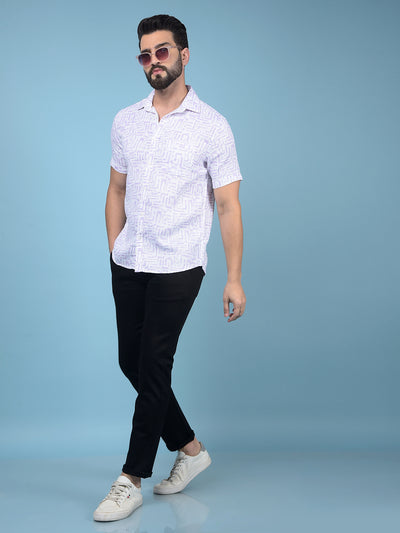 Purple Printed 100% Cotton Shirt-Men Shirts-Crimsoune Club