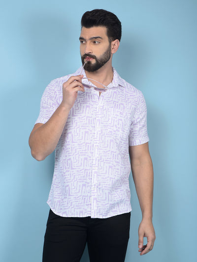 Purple Printed 100% Cotton Shirt-Men Shirts-Crimsoune Club