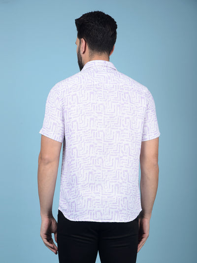 Purple Printed 100% Cotton Shirt-Men Shirts-Crimsoune Club