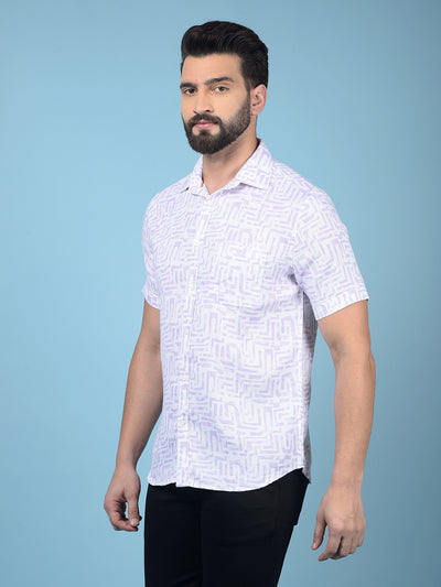 Purple Printed 100% Cotton Shirt-Men Shirts-Crimsoune Club