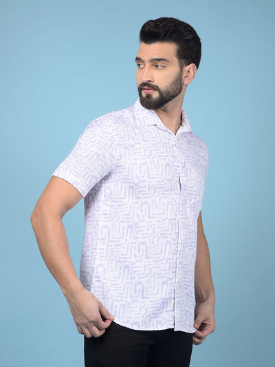 Purple Printed 100% Cotton Shirt-Men Shirts-Crimsoune Club