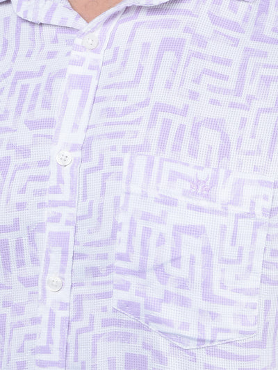 Purple Printed 100% Cotton Shirt-Men Shirts-Crimsoune Club
