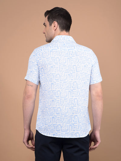 Blue Printed 100% Cotton Shirt-Men Shirts-Crimsoune Club