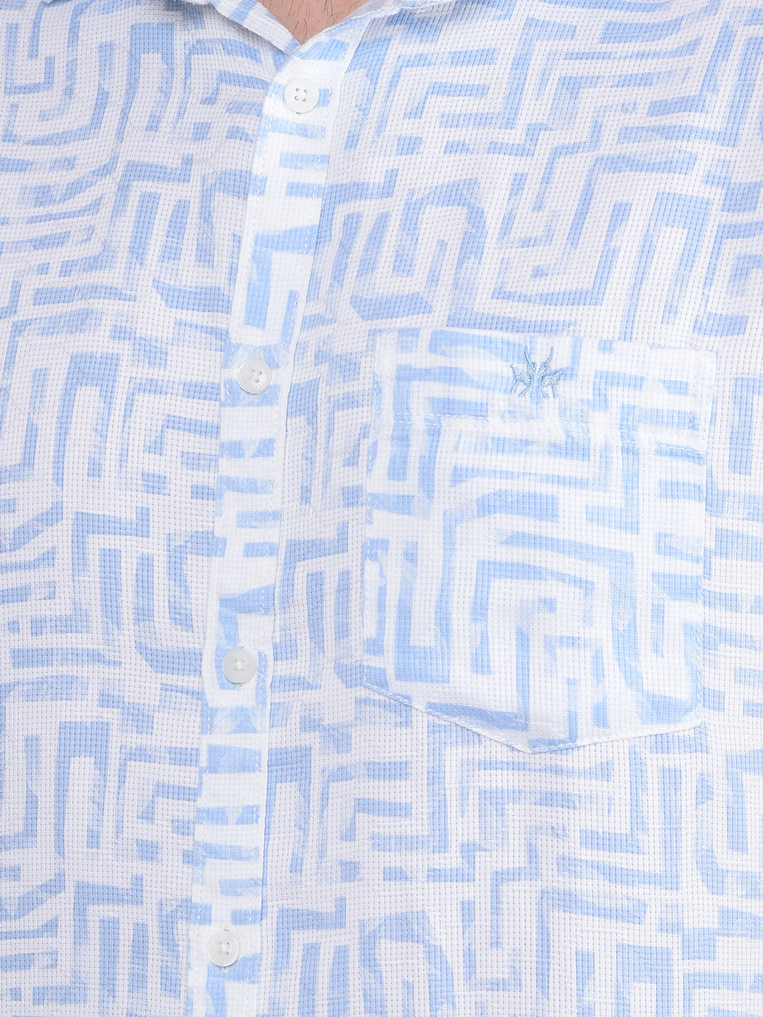 Blue Printed 100% Cotton Shirt-Men Shirts-Crimsoune Club