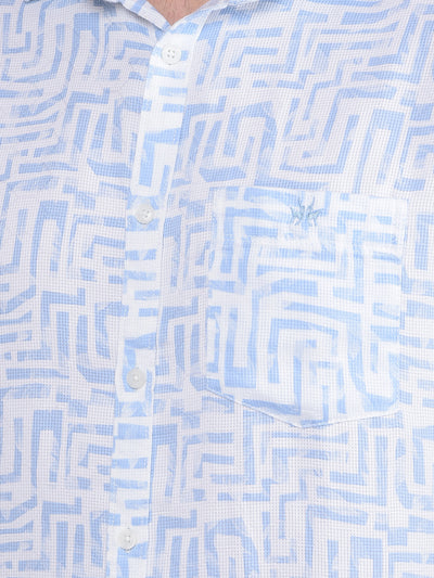 Blue Printed 100% Cotton Shirt-Men Shirts-Crimsoune Club