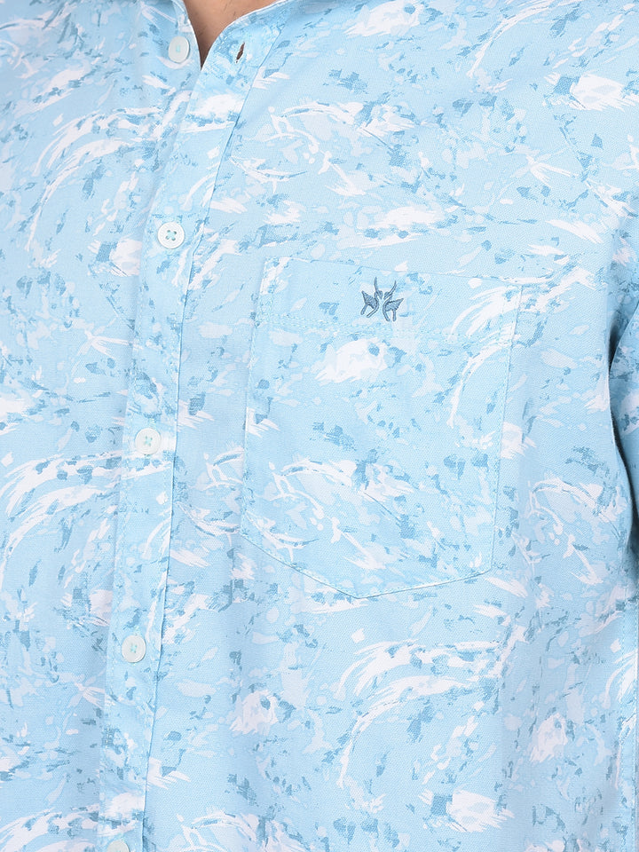 Blue Textured Print Shirt-Men Shirts-Crimsoune Club