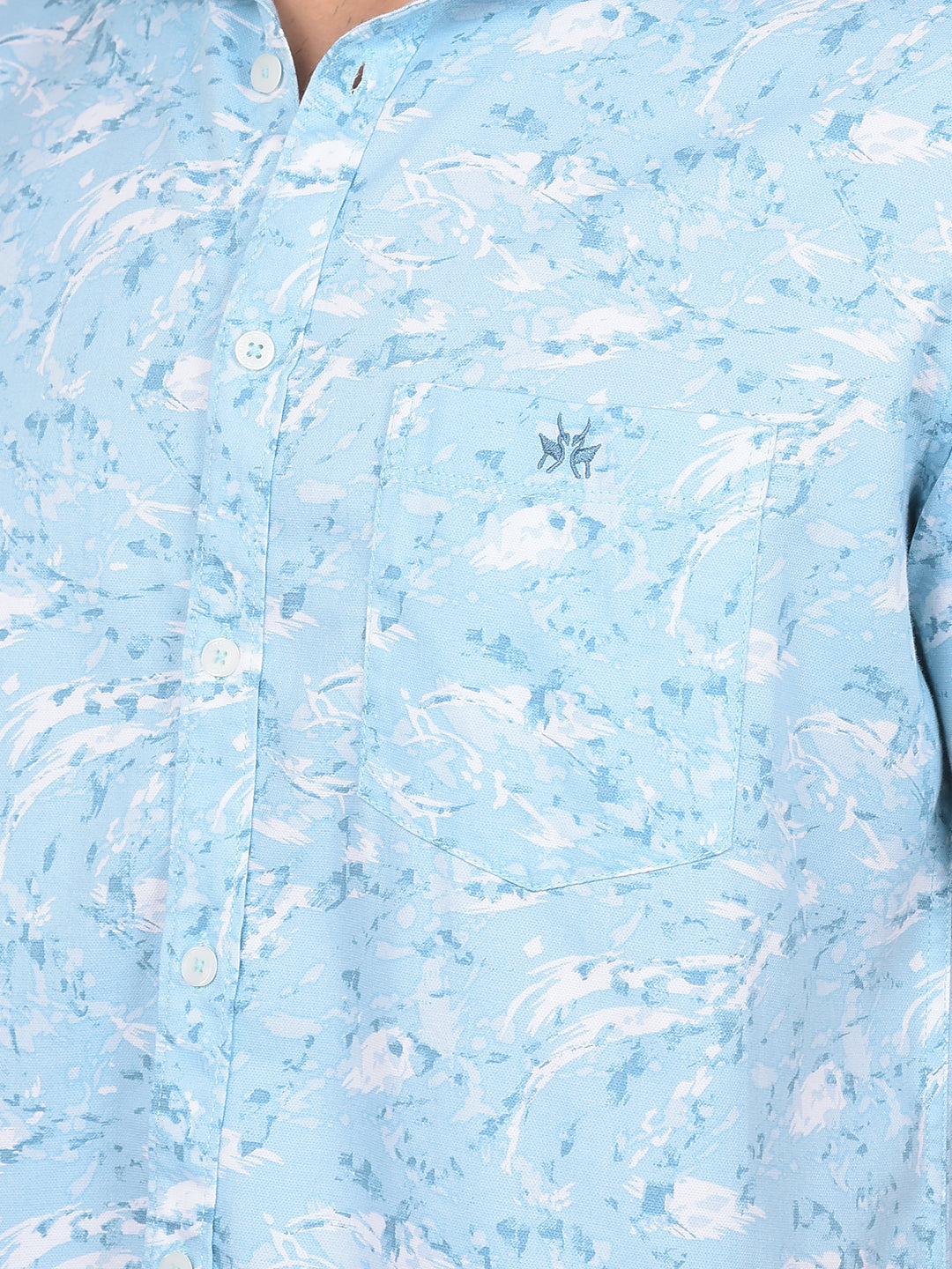 Blue Textured Print Shirt-Men Shirts-Crimsoune Club