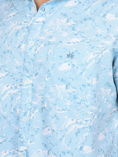 Blue Textured Print Shirt-Men Shirts-Crimsoune Club