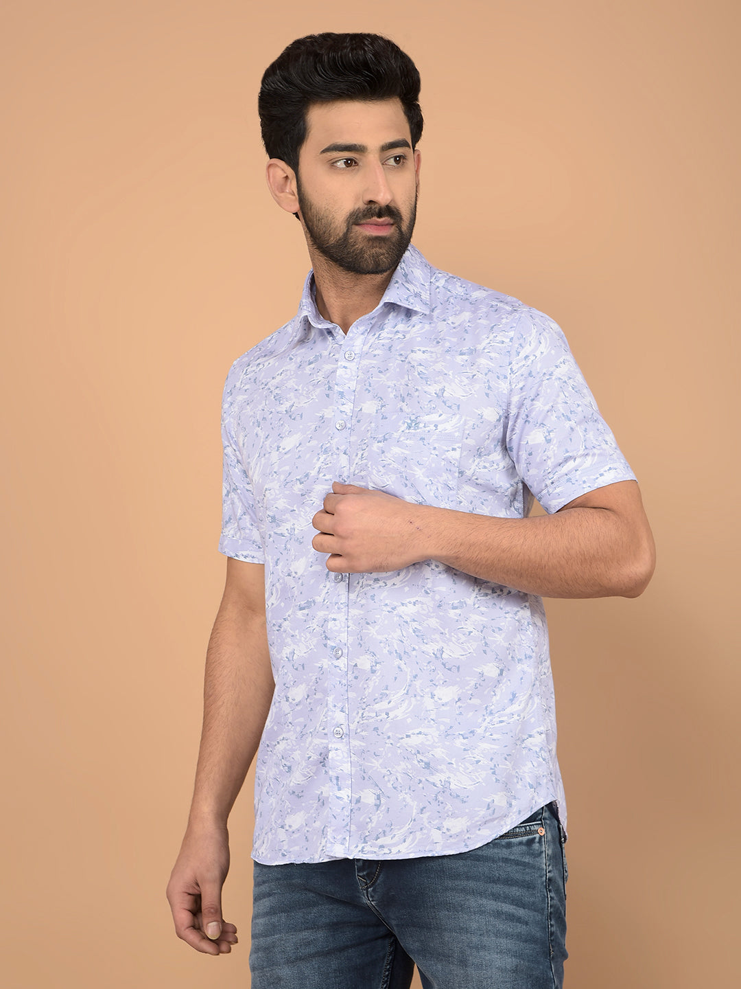 Purple Printed Shirt-Men Shirts-Crimsoune Club
