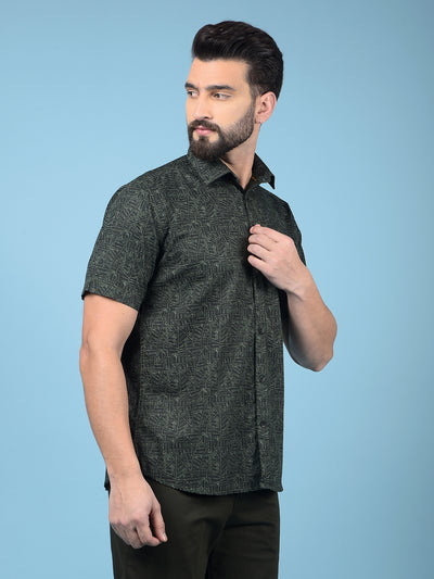 Green Printed 100% Cotton Shirt-Men Shirts-Crimsoune Club