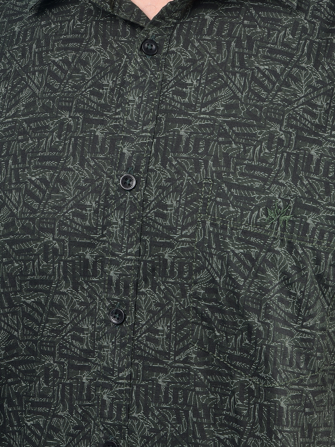 Green Printed 100% Cotton Shirt-Men Shirts-Crimsoune Club
