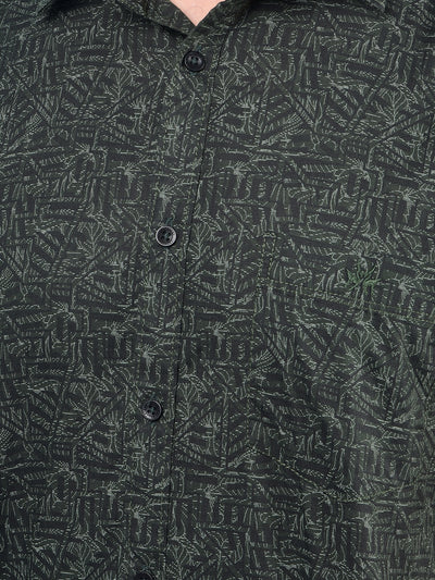 Green Printed 100% Cotton Shirt-Men Shirts-Crimsoune Club