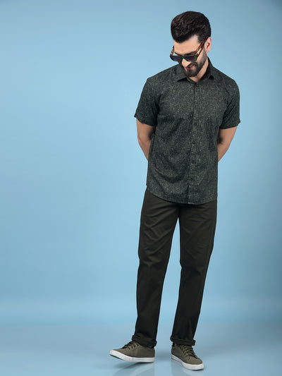 Green Printed 100% Cotton Shirt-Men Shirts-Crimsoune Club