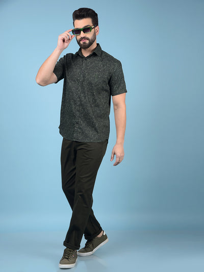 Green Printed 100% Cotton Shirt-Men Shirts-Crimsoune Club