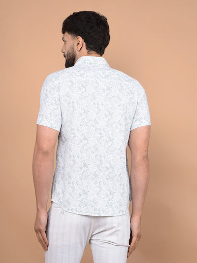 Green Floral Print 100% Cotton Shirt-Men Shirts-Crimsoune Club