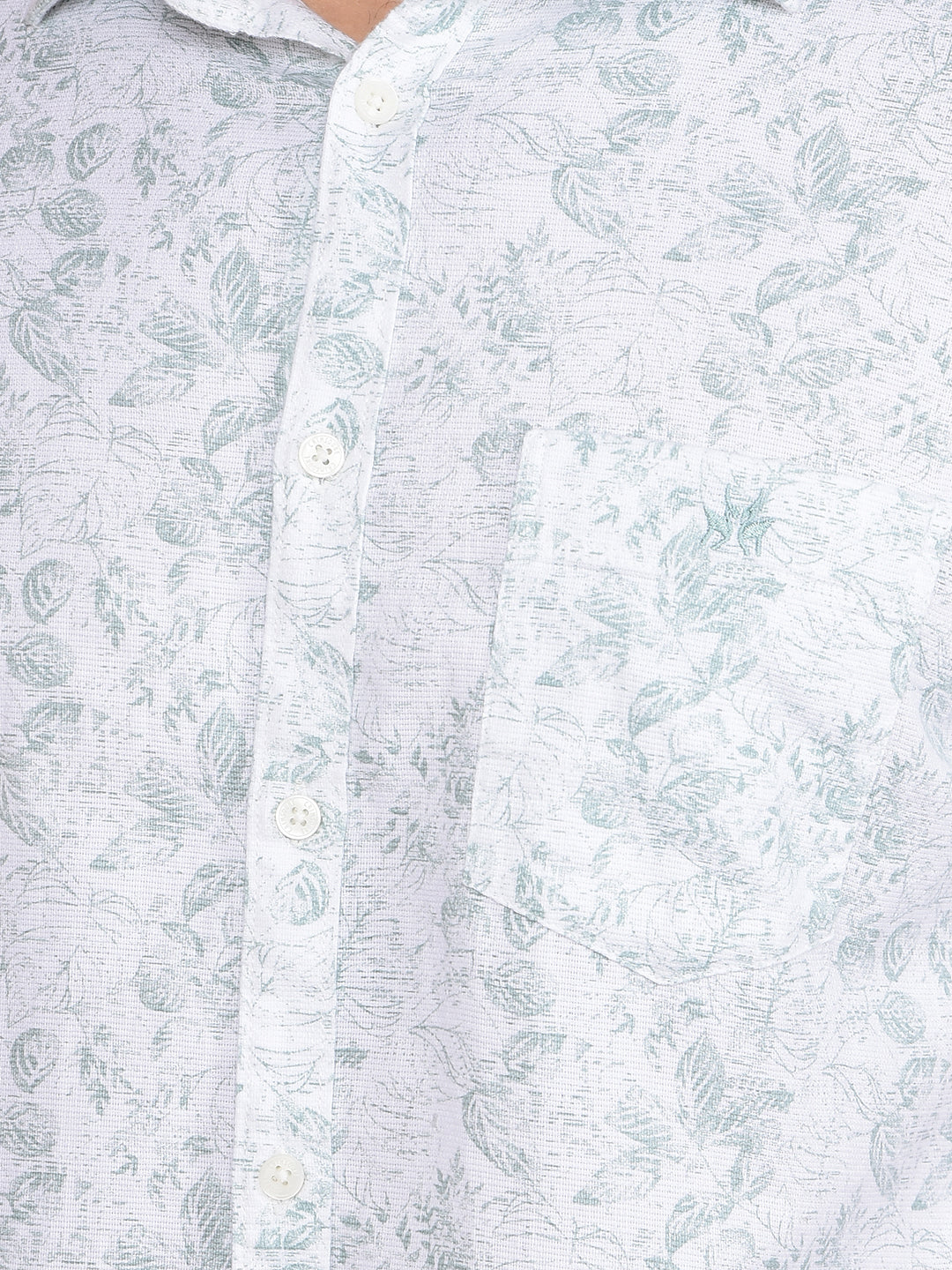 Green Floral Print 100% Cotton Shirt-Men Shirts-Crimsoune Club