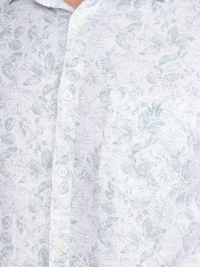 Green Floral Print 100% Cotton Shirt-Men Shirts-Crimsoune Club