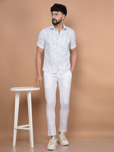 Green Floral Print 100% Cotton Shirt-Men Shirts-Crimsoune Club