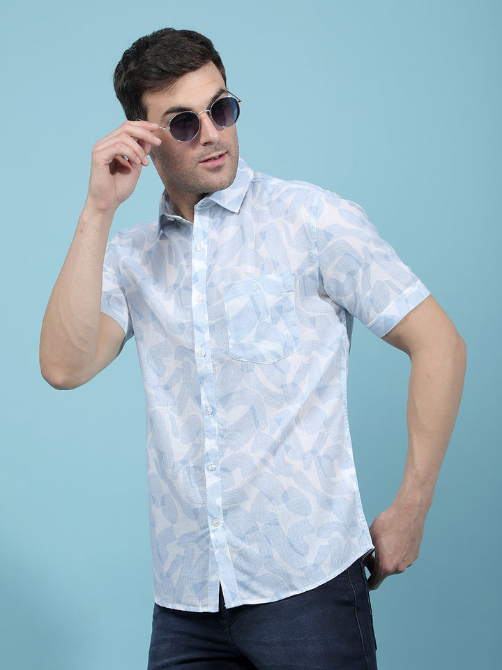 Blue Printed Shirt-Men Shirts-Crimsoune Club
