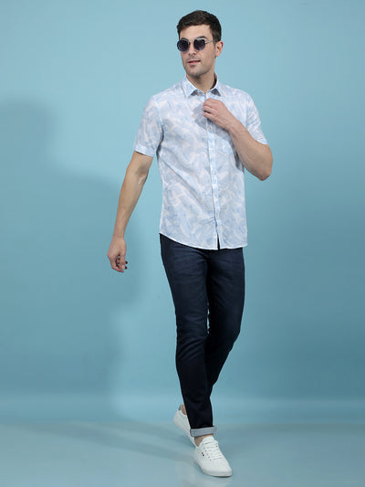 Blue Printed Shirt-Men Shirts-Crimsoune Club