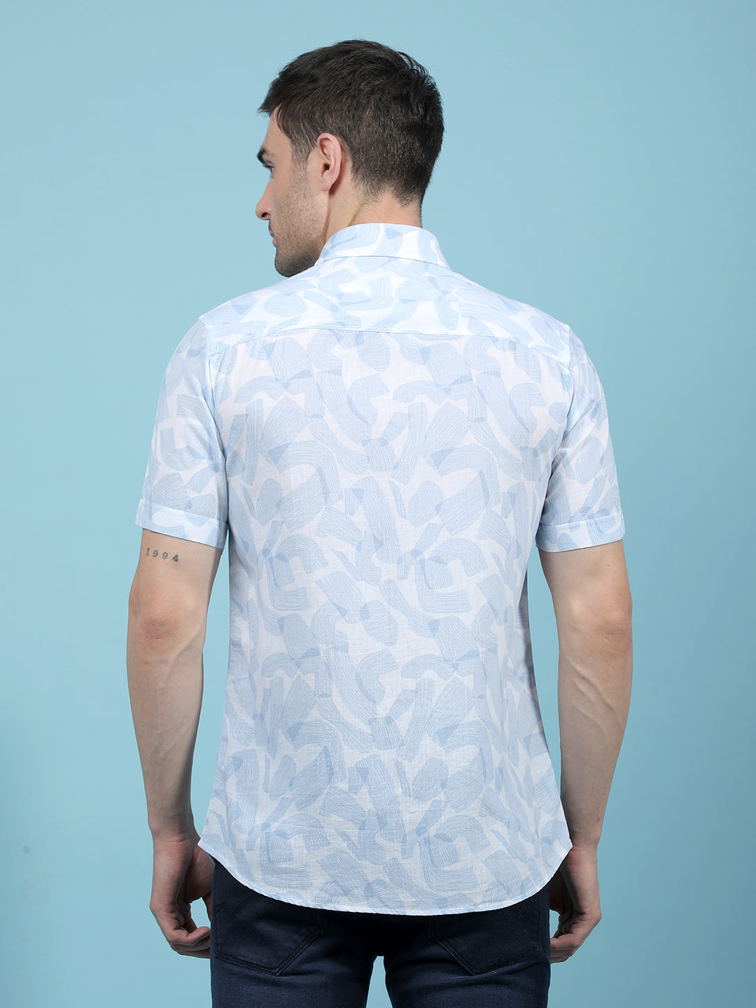 Blue Printed Shirt-Men Shirts-Crimsoune Club