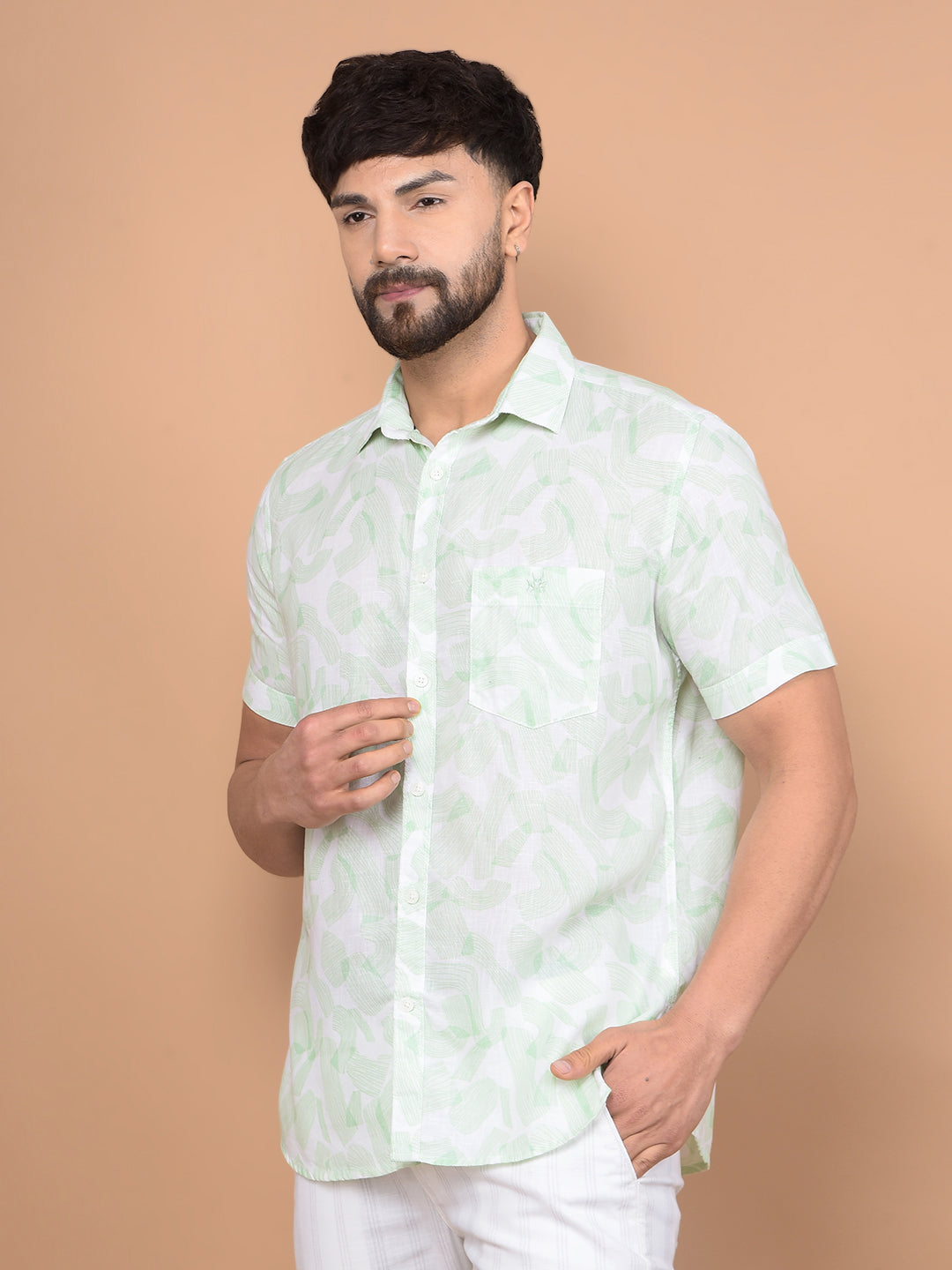 Green Printed Shirt-Men Shirts-Crimsoune Club