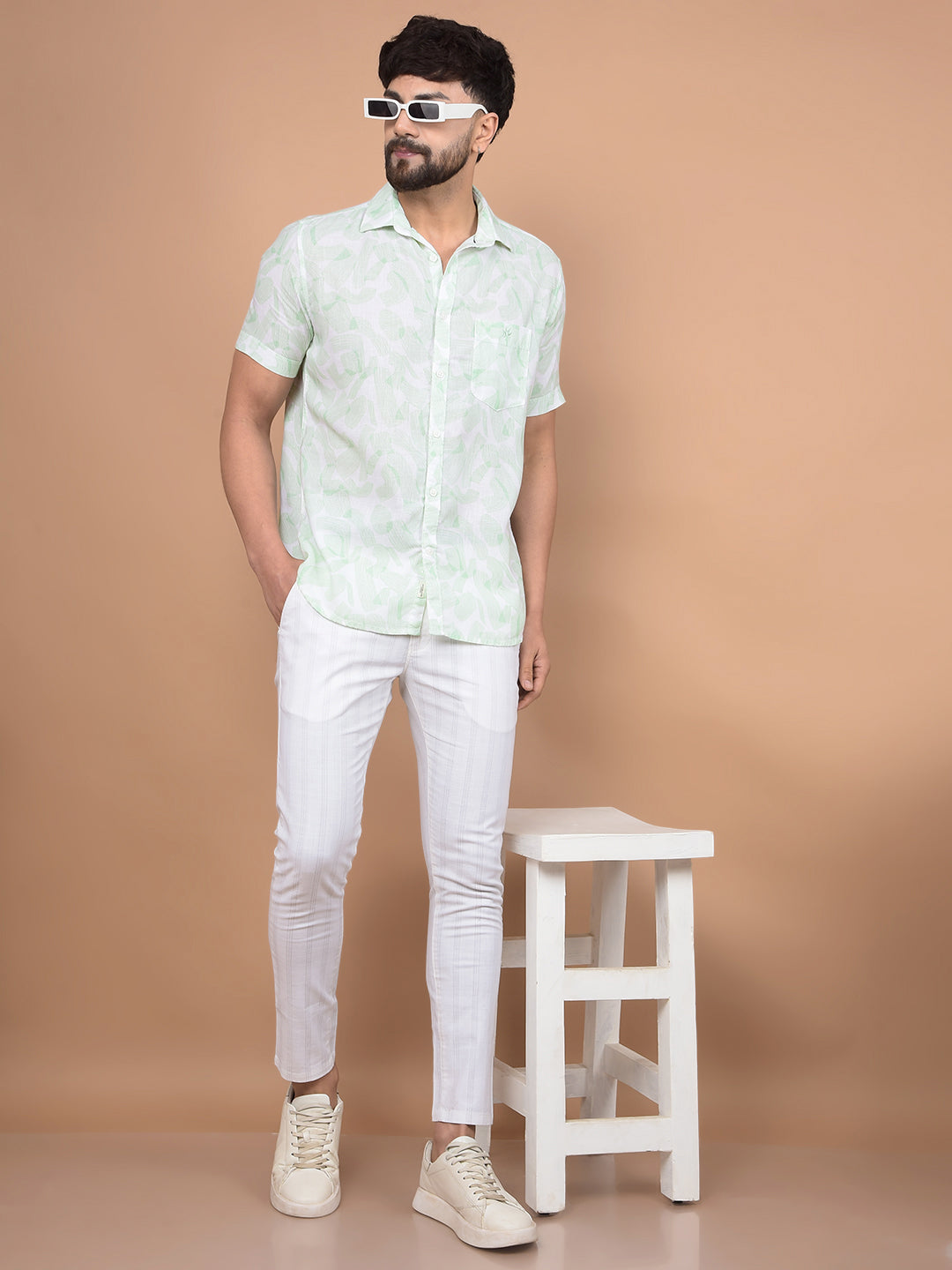 Green Printed Shirt-Men Shirts-Crimsoune Club