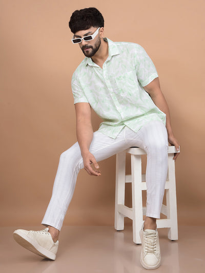 Green Printed Shirt-Men Shirts-Crimsoune Club