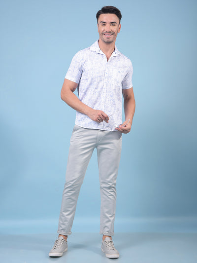 Blue Printed 100% Cotton Shirt-Men Shirts-Crimsoune Club