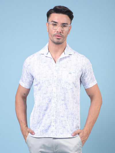 Blue Printed 100% Cotton Shirt-Men Shirts-Crimsoune Club