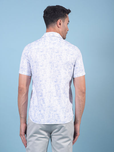 Blue Printed 100% Cotton Shirt-Men Shirts-Crimsoune Club