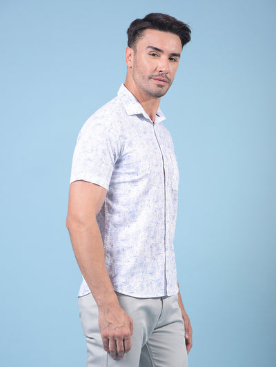 Blue Printed 100% Cotton Shirt-Men Shirts-Crimsoune Club