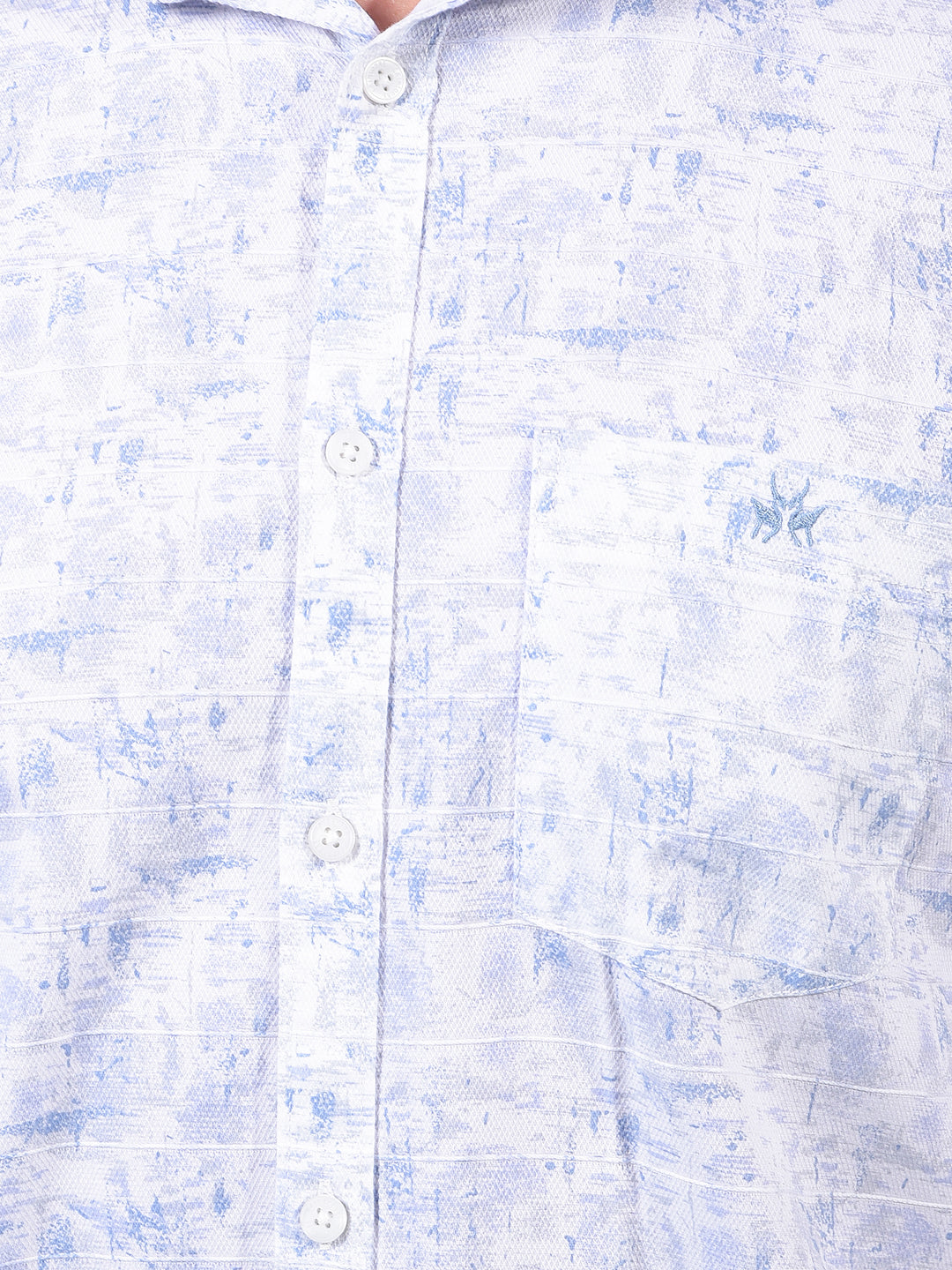 Blue Printed 100% Cotton Shirt-Men Shirts-Crimsoune Club