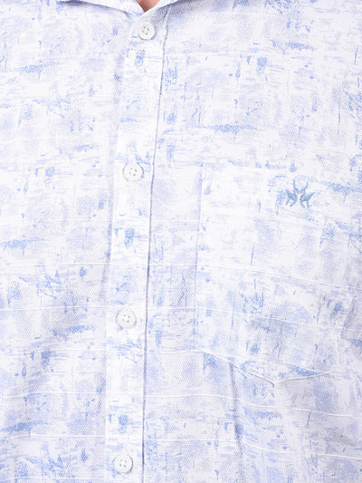 Blue Printed 100% Cotton Shirt-Men Shirts-Crimsoune Club