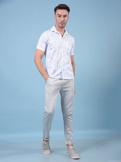 Blue Printed 100% Cotton Shirt-Men Shirts-Crimsoune Club