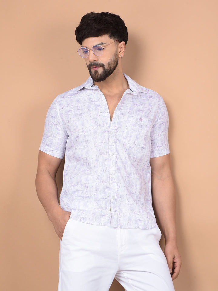 Purple Printed 100% Cotton Shirt-Men Shirts-Crimsoune Club