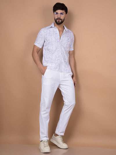 Purple Printed 100% Cotton Shirt-Men Shirts-Crimsoune Club
