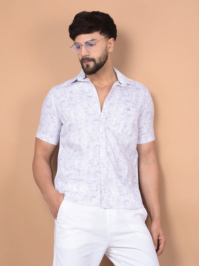 Purple Printed 100% Cotton Shirt-Men Shirts-Crimsoune Club