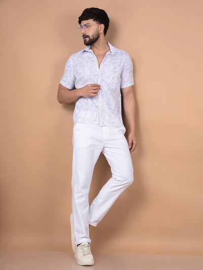 Purple Printed 100% Cotton Shirt-Men Shirts-Crimsoune Club