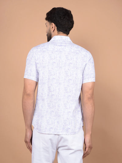 Purple Printed 100% Cotton Shirt-Men Shirts-Crimsoune Club