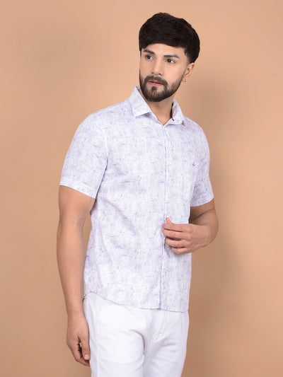 Purple Printed 100% Cotton Shirt-Men Shirts-Crimsoune Club