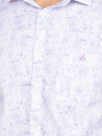 Purple Printed 100% Cotton Shirt-Men Shirts-Crimsoune Club