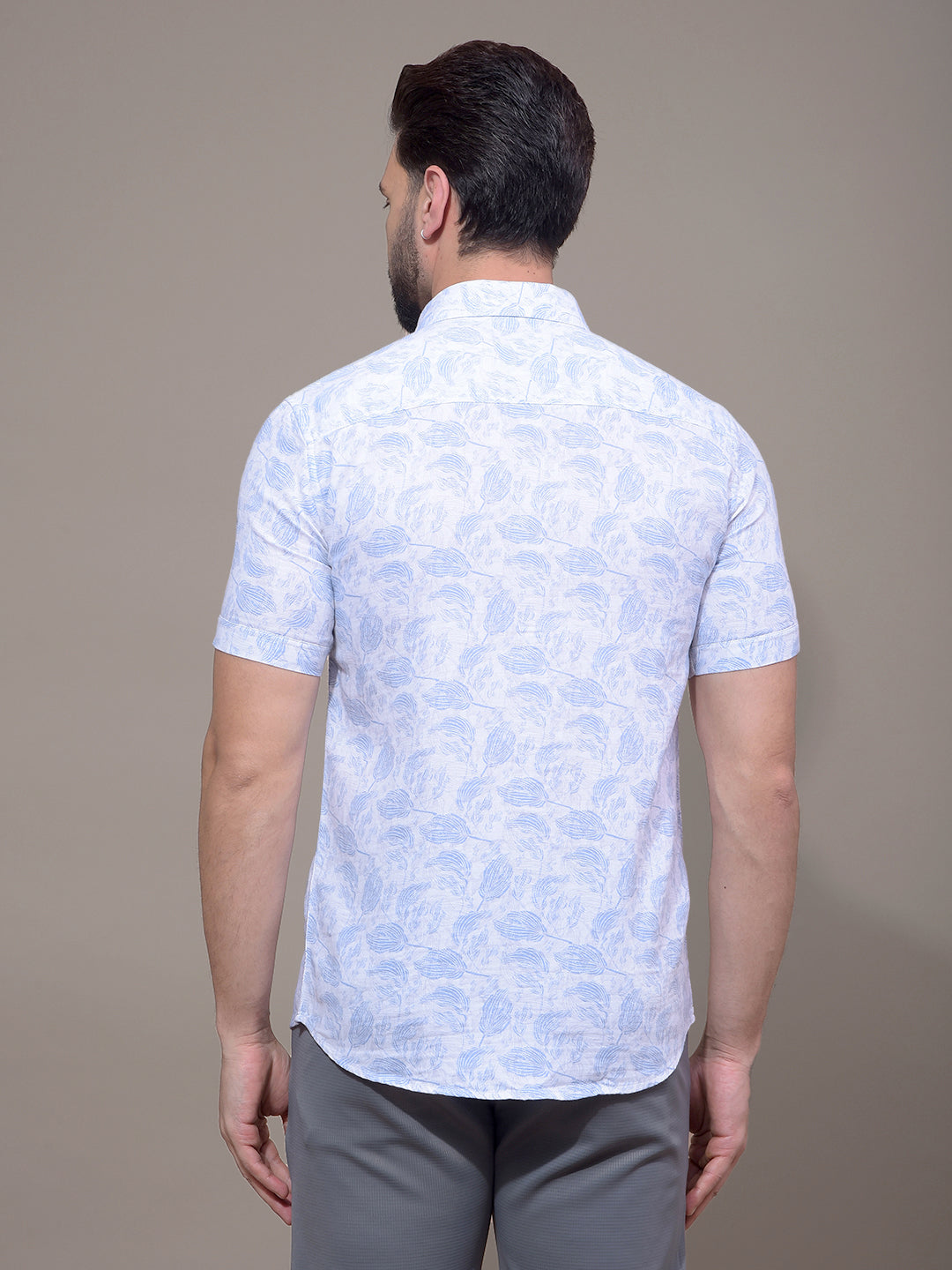Blue Floral Print 100% Cotton Shirt-Men Shirts-Crimsoune Club
