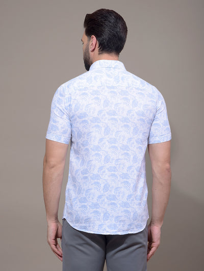 Blue Floral Print 100% Cotton Shirt-Men Shirts-Crimsoune Club