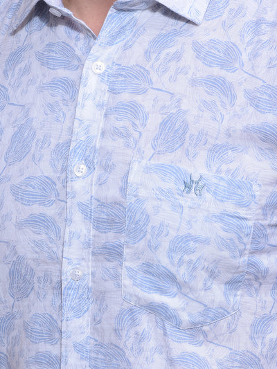 Blue Floral Print 100% Cotton Shirt-Men Shirts-Crimsoune Club